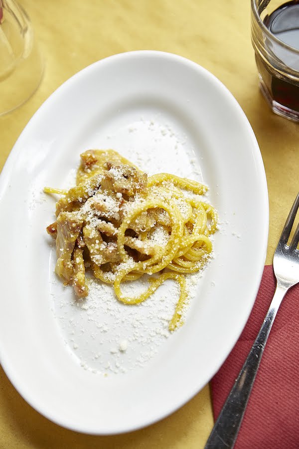 Un plato de espaguetis a la carbonara